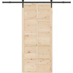 vidaXL Schuifdeur Naturel 100 x 208 cm Massief grenenhout