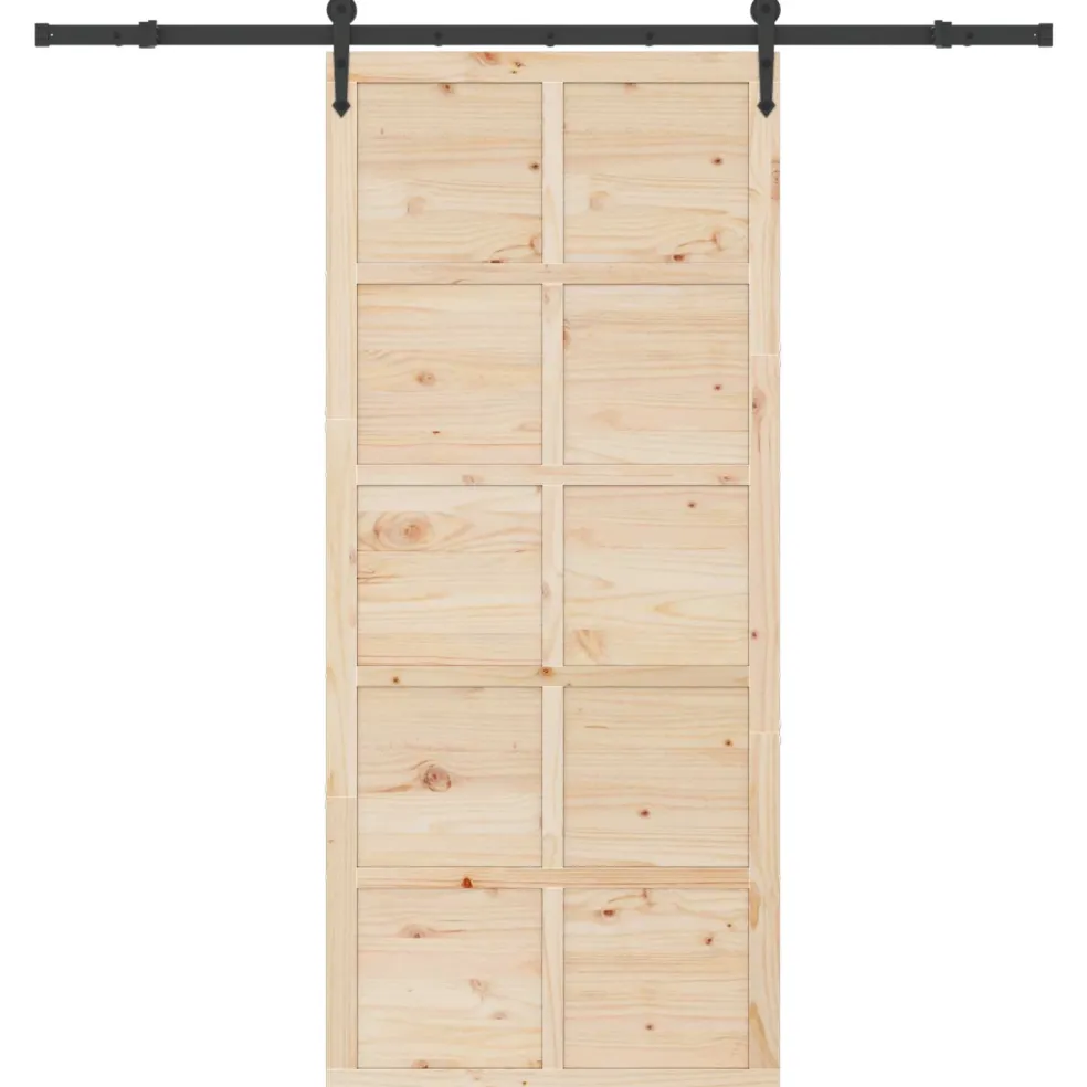 vidaXL Schuifdeur Naturel 100 x 208 cm Massief grenenhout
