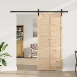 vidaXL Schuifdeur Naturel 100 x 208 cm Massief grenenhout