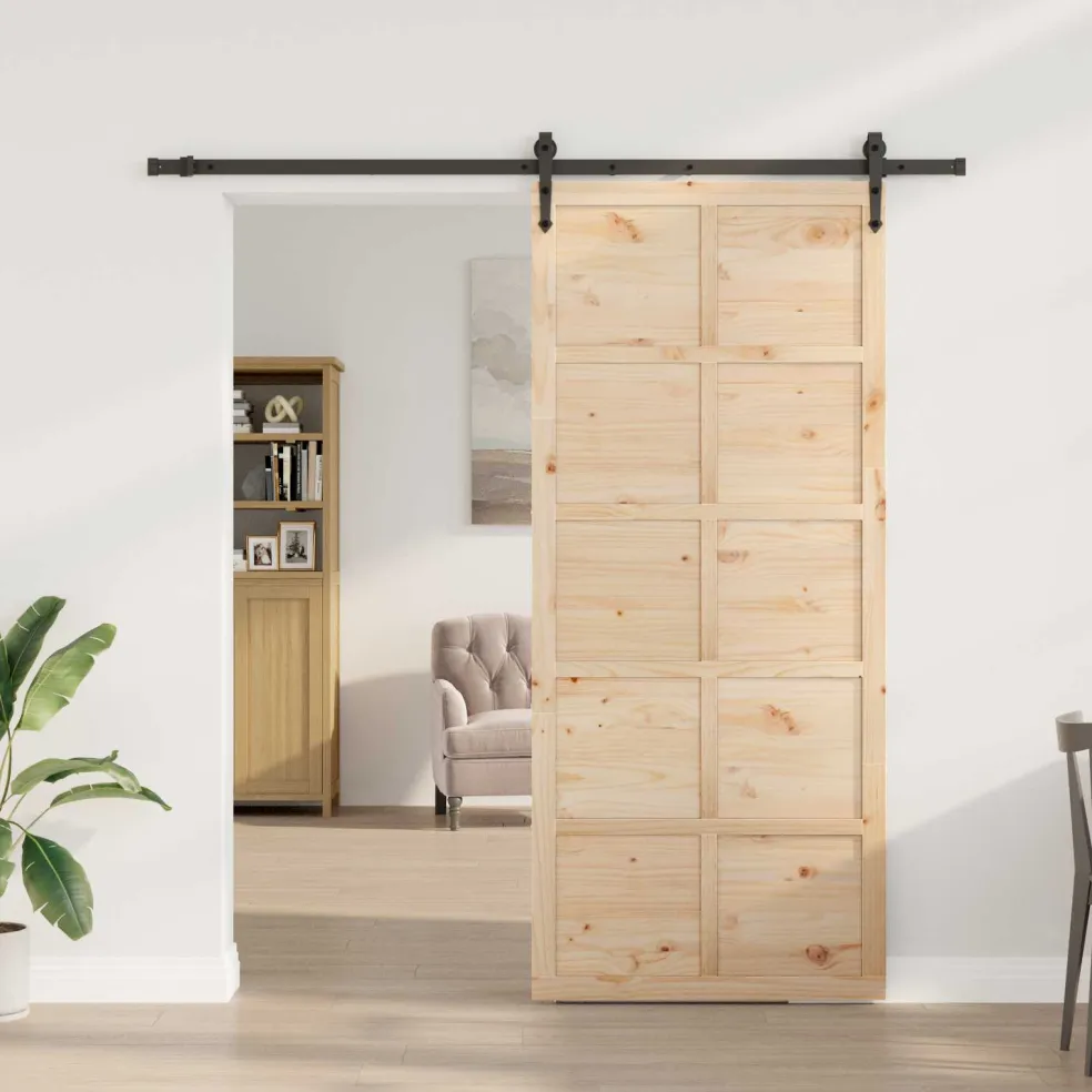vidaXL Schuifdeur Naturel 100 x 208 cm Massief grenenhout