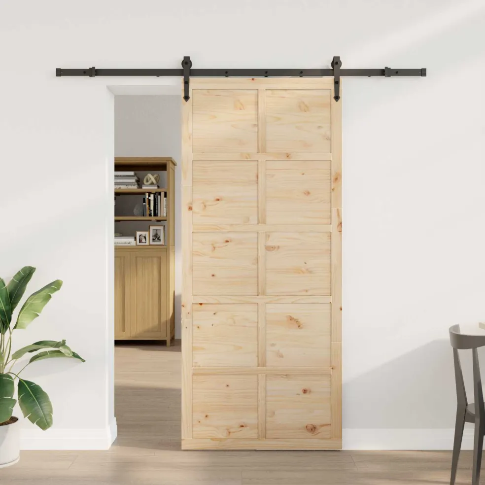 vidaXL Schuifdeur Naturel 100 x 208 cm Massief grenenhout