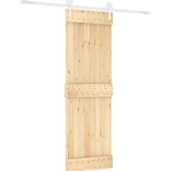 vidaXL Schuifdeur Natuurlijk en Wit 70 x 210 cm Massief Grenenhout
