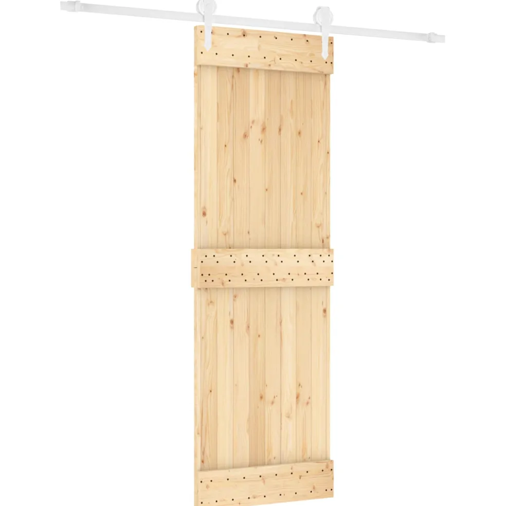 vidaXL Schuifdeur Natuurlijk en Wit 70 x 210 cm Massief Grenenhout