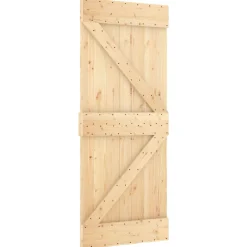 vidaXL Schuifdeur Natuurlijk en Wit 80 x 210 cm Massief grenenhout