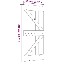 vidaXL Schuifdeur Natuurlijk en Wit 80 x 210 cm Massief grenenhout