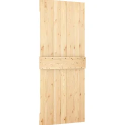 vidaXL Schuifdeur Natuurlijk en Wit 80 x 210 cm Massief grenenhout