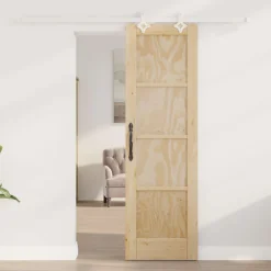 vidaXL Schuifdeur Natuurlijk en Wit 61 x 198,5 cm Massief grenenhout