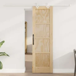 vidaXL Schuifdeur Natuurlijk en Wit 61 x 198,5 cm Massief grenenhout