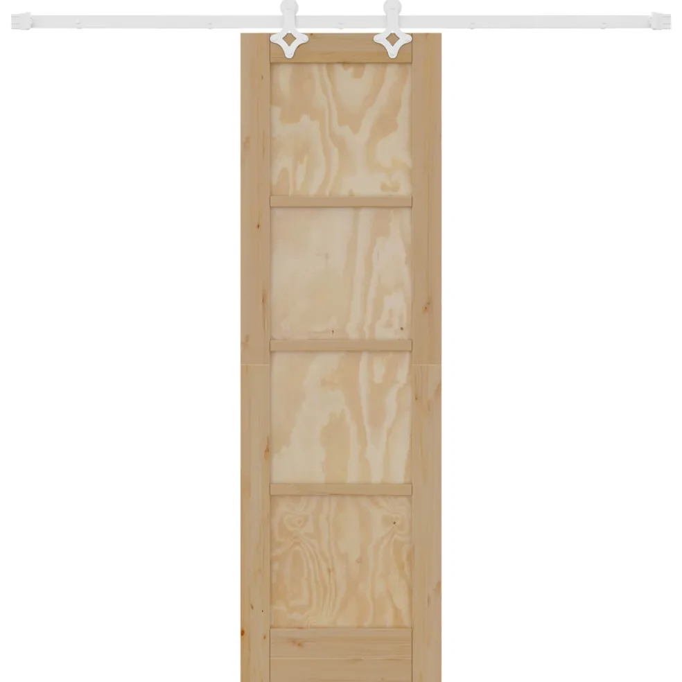 vidaXL Schuifdeur Natuurlijk en Wit 61 x 198,5 cm Massief grenenhout