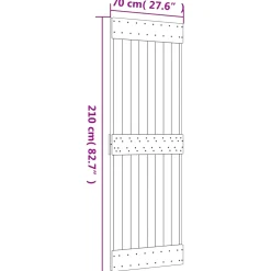 vidaXL Schuifdeur Natuurlijk en Wit 70 x 210 cm Massief Grenenhout