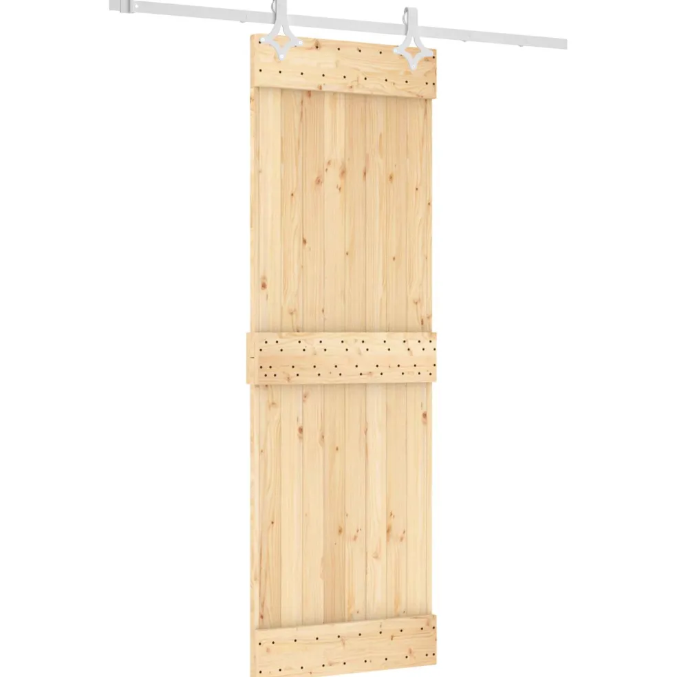vidaXL Schuifdeur Natuurlijk en Wit 70 x 210 cm Massief Grenenhout