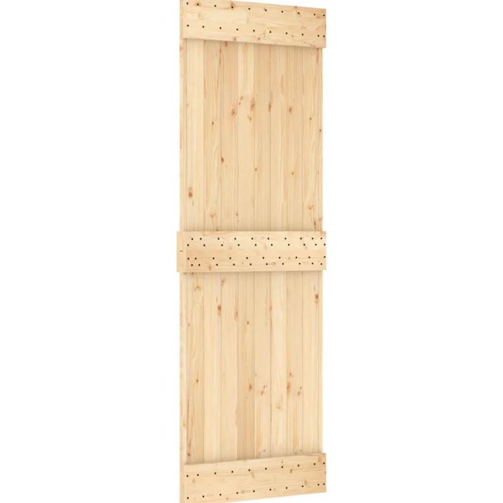 vidaXL Schuifdeur Natuurlijk en Wit 70 x 210 cm Massief Grenenhout