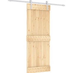 vidaXL Schuifdeur Natuurlijk en Wit 80 x 210 cm Massief Grenenhout