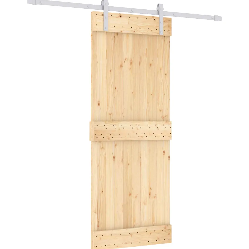 vidaXL Schuifdeur Natuurlijk en Wit 80 x 210 cm Massief Grenenhout