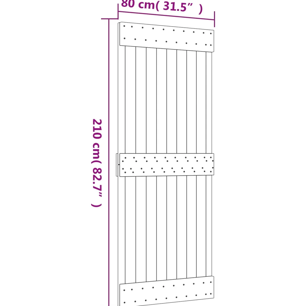 vidaXL Schuifdeur Natuurlijk en Wit 80 x 210 cm Massief Grenenhout