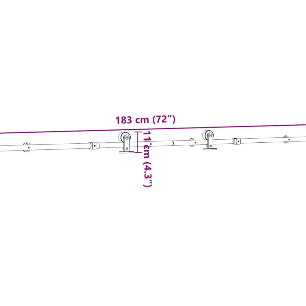 vidaXL Schuifdeur onderdelenset 183 cm roestvrij staal zilverkleurig