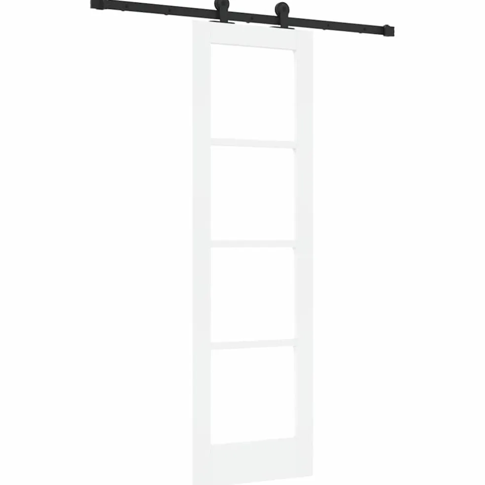 vidaXL Schuifdeur ORKDAL Wit 61 x 198,5 cm Massief grenenhout en glas