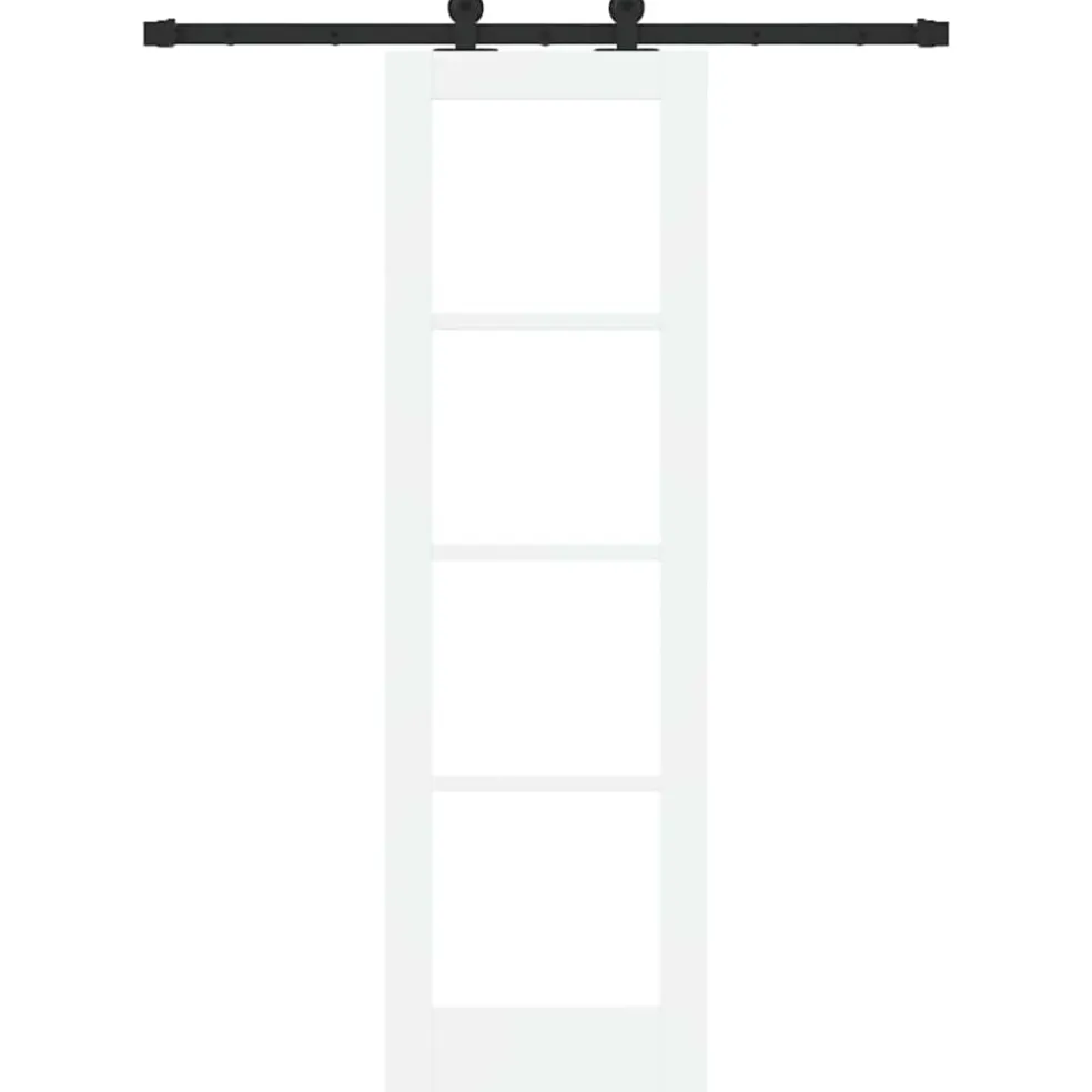 vidaXL Schuifdeur ORKDAL Wit 61 x 198,5 cm Massief grenenhout en glas