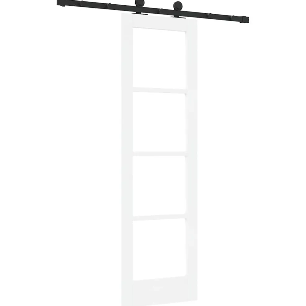 vidaXL Schuifdeur ORKDAL Wit 61 x 198,5 cm Massief grenenhout en glas