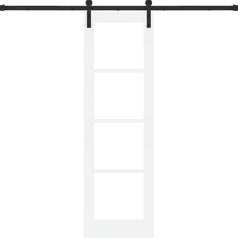 vidaXL Schuifdeur ORKDAL Wit 61 x 198,5 cm Massief grenenhout en glas