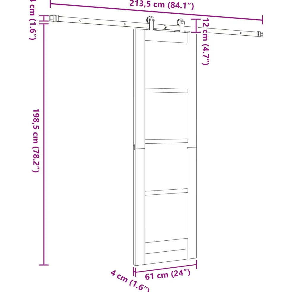vidaXL Schuifdeur ORKDAL 61 x 198,5 cm Massief grenenhout Naturel