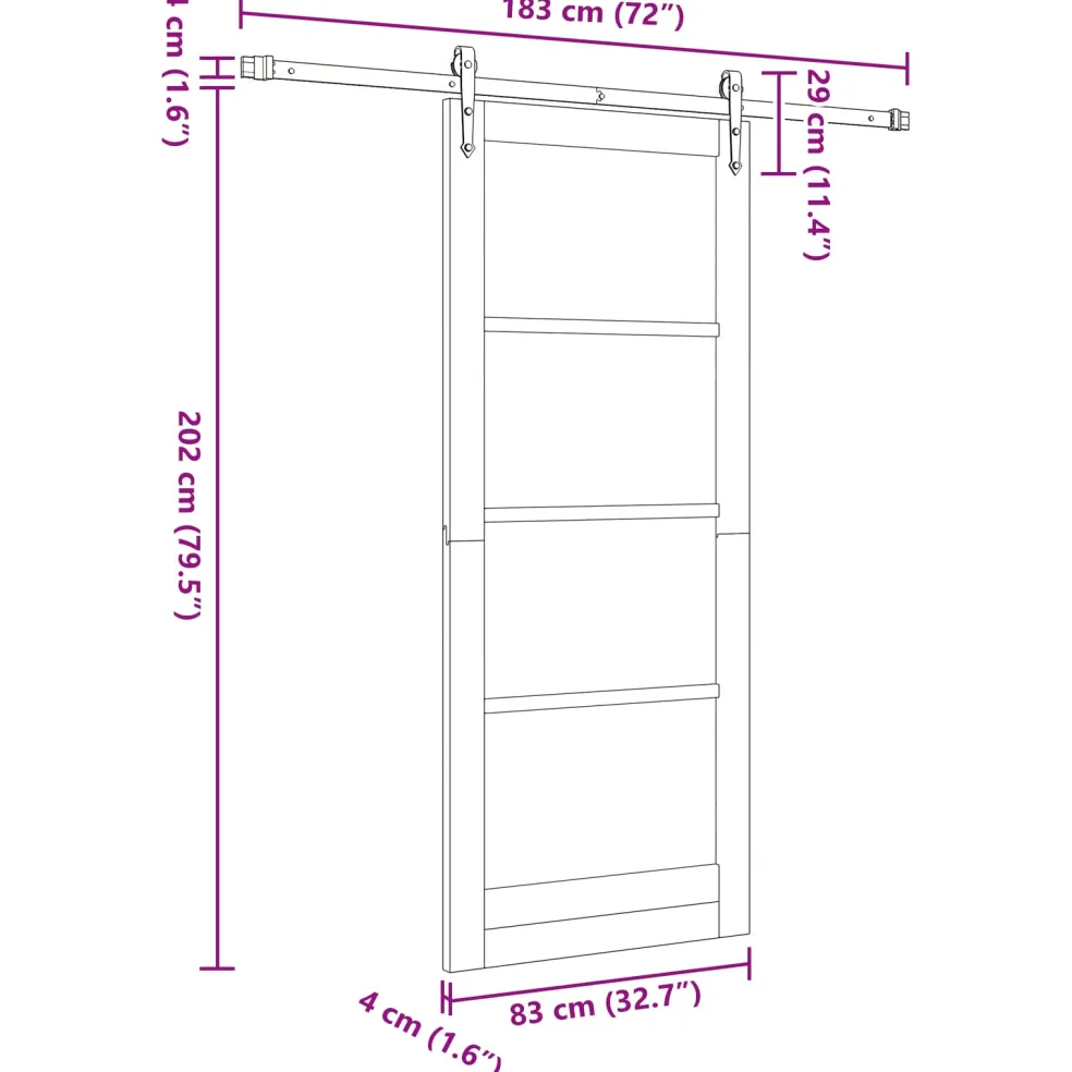 vidaXL Schuifdeur ORKDAL 83 x 202 cm Massief grenenhout Wit