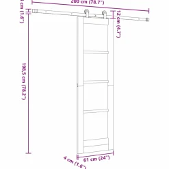 vidaXL Schuifdeur ORKDAL 61 x 198,5 cm Massief grenenhout en glas Wit