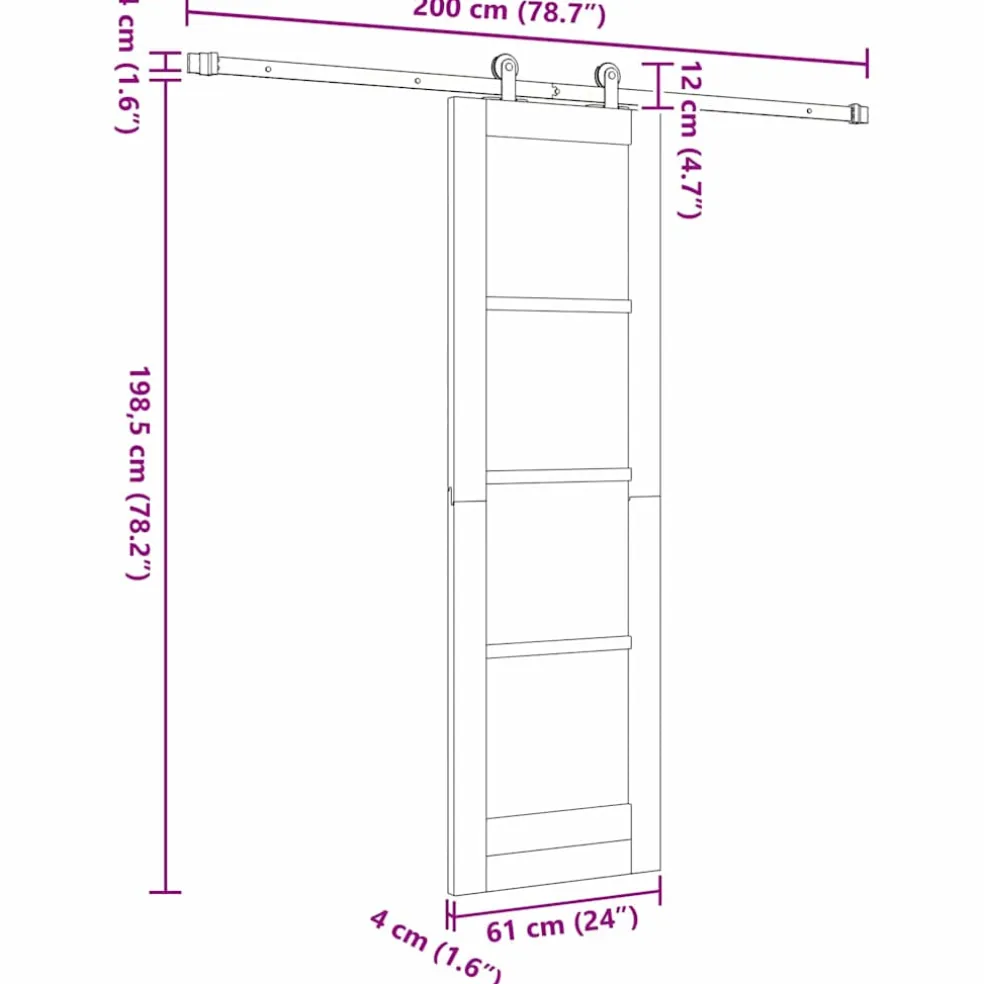 vidaXL Schuifdeur ORKDAL 61 x 198,5 cm Massief grenenhout en glas Wit