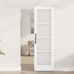 vidaXL Schuifdeur ORKDAL 61 x 198,5 cm Massief grenenhout en glas Wit