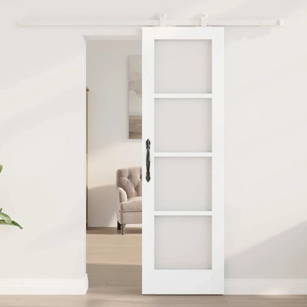 vidaXL Schuifdeur ORKDAL 61 x 198,5 cm Massief grenenhout en glas Wit