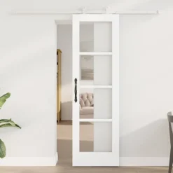 vidaXL Schuifdeur ORKDAL 61 x 198,5 cm Massief grenenhout en glas Wit
