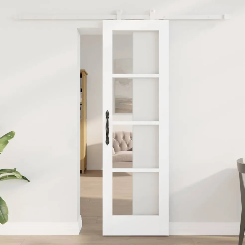 vidaXL Schuifdeur ORKDAL 61 x 198,5 cm Massief grenenhout en glas Wit