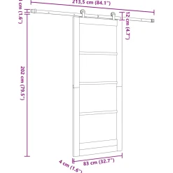 vidaXL Schuifdeur ORKDAL 83 x 202 cm Massief grenenhout Wit