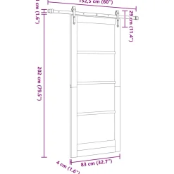 vidaXL Schuifdeur ORKDAL 83 x 202 cm Massief grenenhout Wit