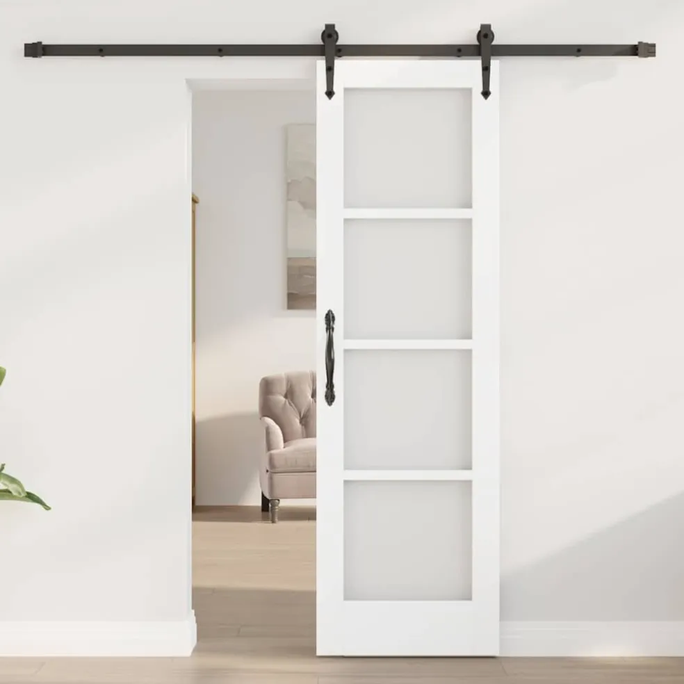 vidaXL Schuifdeur ORKDAL 61 x 198,5 cm Massief grenenhout en glas Wit