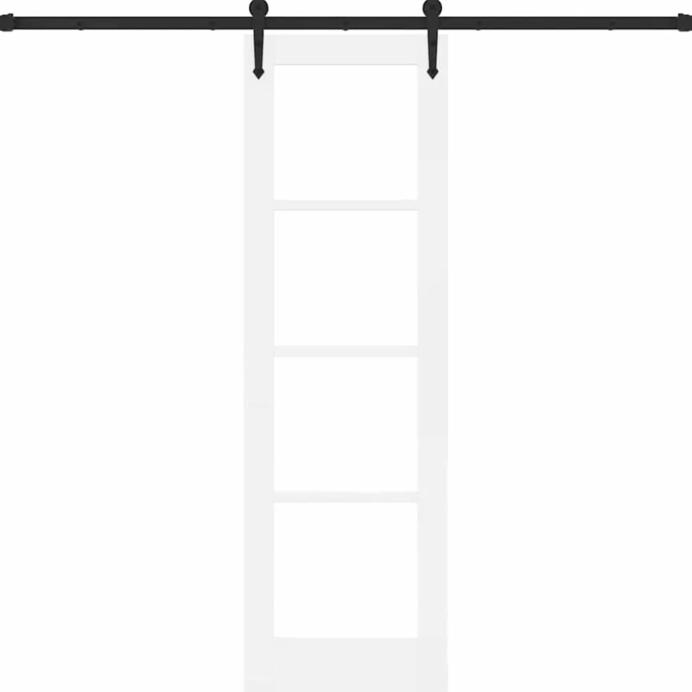 vidaXL Schuifdeur ORKDAL 61 x 198,5 cm Massief grenenhout en glas Wit