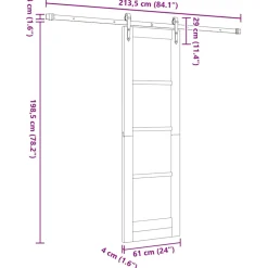 vidaXL Schuifdeur ORKDAL 61 x 198,5 cm Massief grenenhout en glas Wit