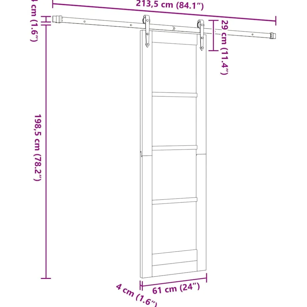 vidaXL Schuifdeur ORKDAL 61 x 198,5 cm Massief grenenhout en glas Wit
