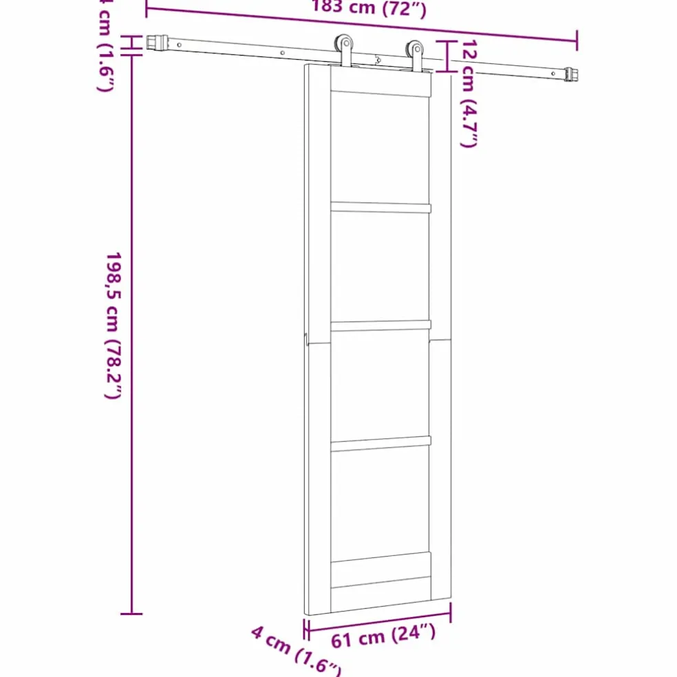 vidaXL Schuifdeur ORKDAL 61 x 198,5 cm Massief grenenhout en glas