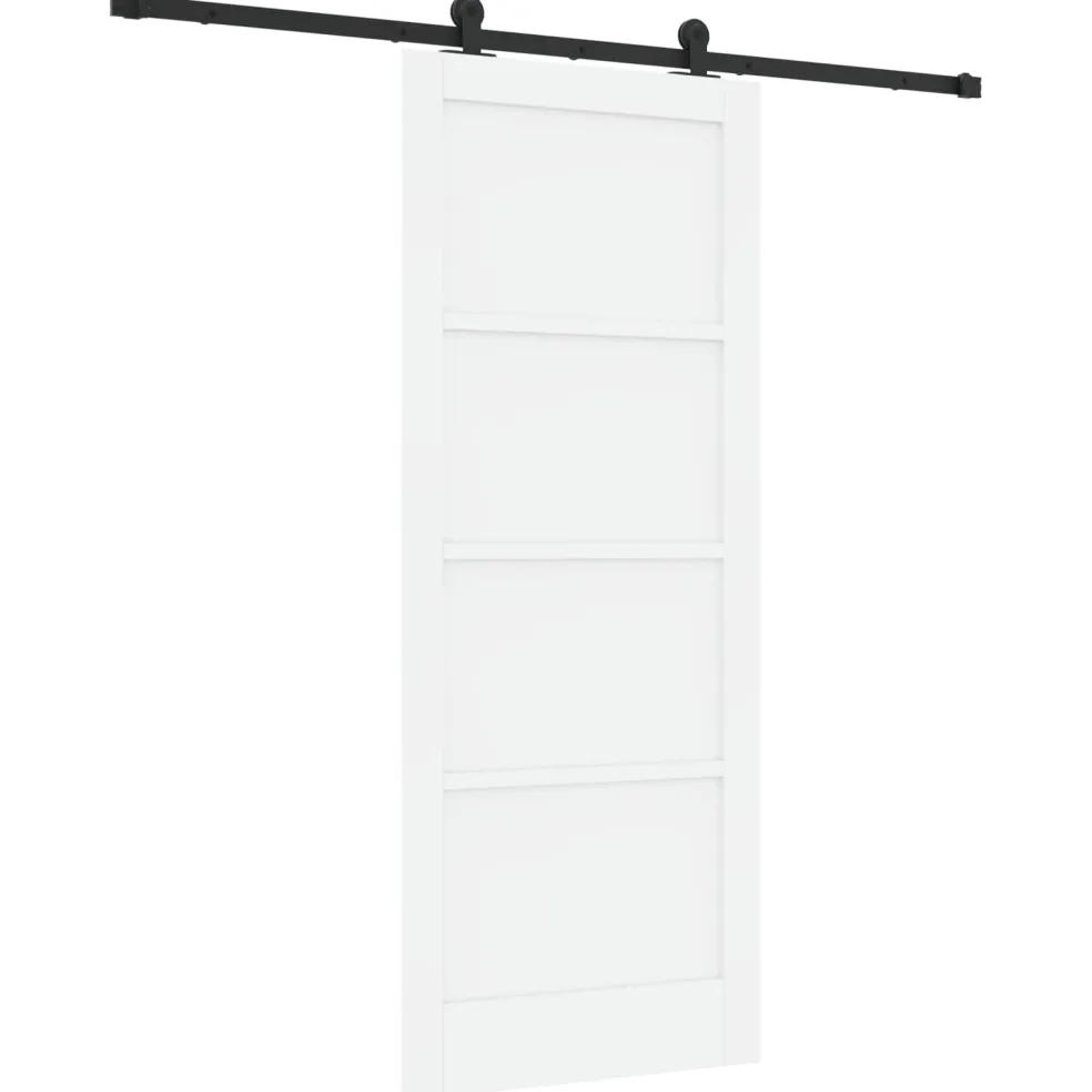 vidaXL Schuifdeur Wit en zwart 83 x 202 cm Massief grenenhout