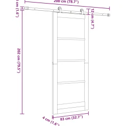 vidaXL Schuifdeur Wit en zwart 83 x 202 cm Massief grenenhout