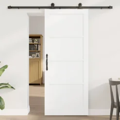 vidaXL Schuifdeur Wit en zwart 83 x 202 cm Massief grenenhout