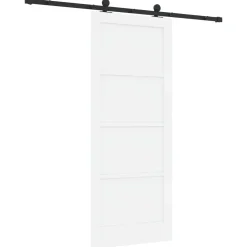 vidaXL Schuifdeur Wit en zwart 83 x 202 cm Massief grenenhout