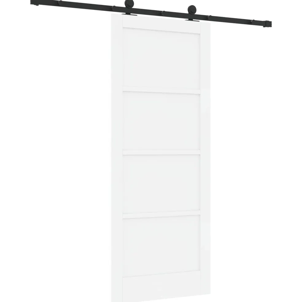 vidaXL Schuifdeur Wit en zwart 83 x 202 cm Massief grenenhout
