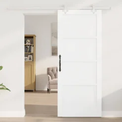 vidaXL Schuifdeur Wit 83 x 202 cm Massief grenenhout