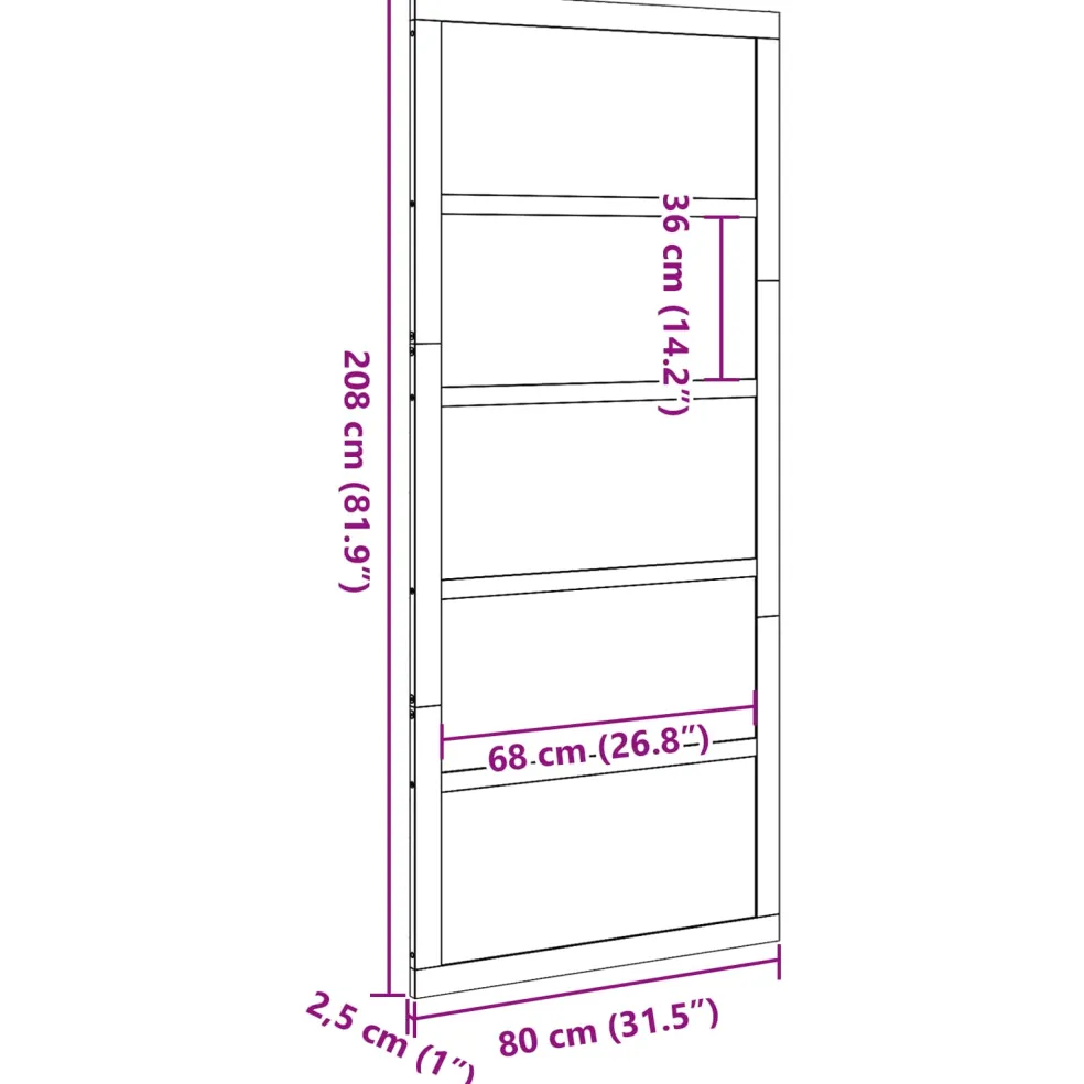 vidaXL Schuifdeur Wit 80 x 2,5 x 208 cm Massief grenenhout