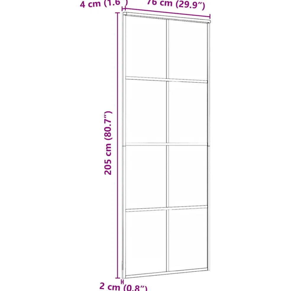 vidaXL Schuifdeur 76x205 cm aluminium en ESG-glas zwart