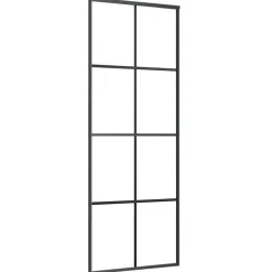 vidaXL Schuifdeur 76x205 cm aluminium en ESG-glas zwart