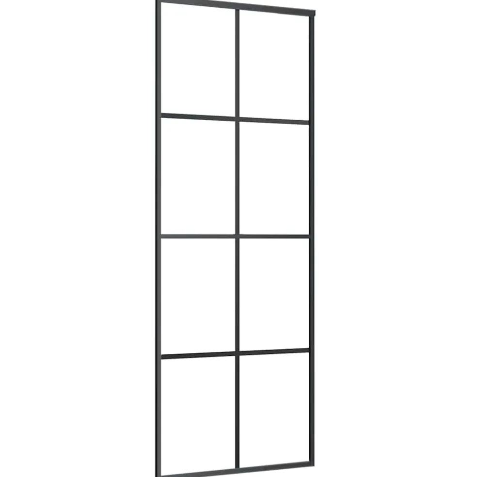 vidaXL Schuifdeur 76x205 cm aluminium en ESG-glas zwart