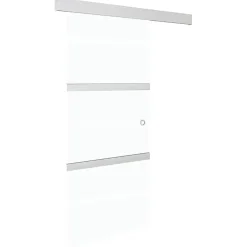 vidaXL Schuifdeur 90x212 cm ESG-glas en aluminium zilverkleurig